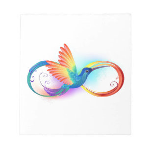 Rainbow Hummingbird mit dem Symbol Unendlichkeit Notizblock