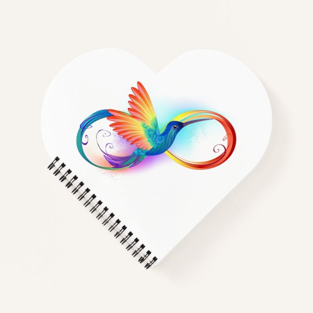 Rainbow Hummingbird mit dem Symbol Unendlichkeit Notizbuch (Vorderseite)