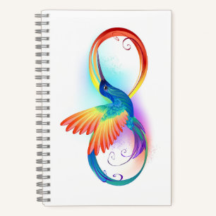 Rainbow Hummingbird mit dem Symbol Unendlichkeit Notizbuch