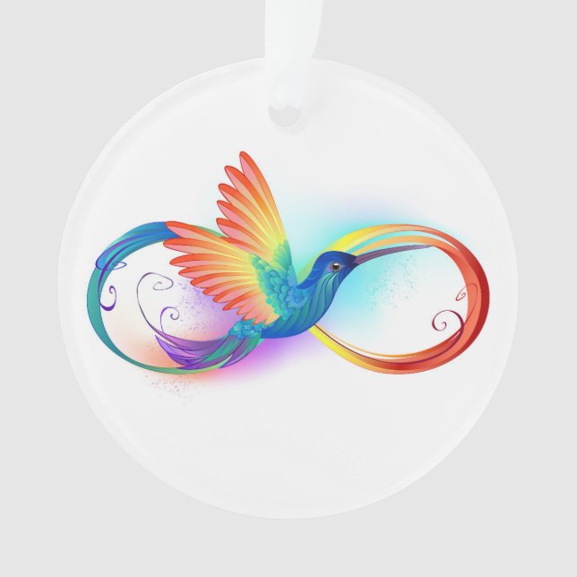 Rainbow Hummingbird mit dem Symbol Unendlichkeit Ornament (Vorderseite)