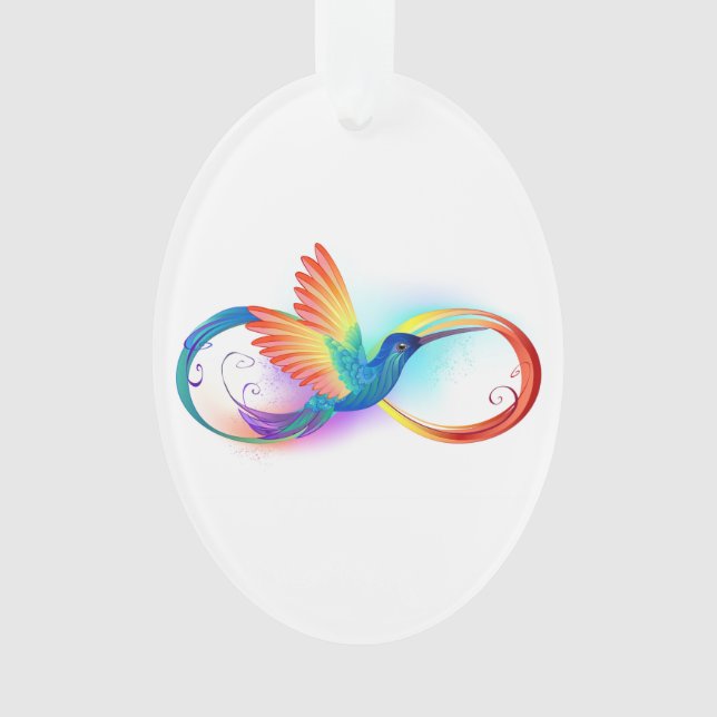 Rainbow Hummingbird mit dem Symbol Unendlichkeit Ornament (Vorderseite)
