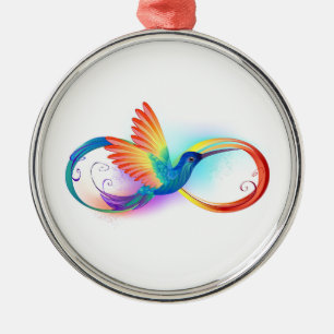 Rainbow Hummingbird mit dem Symbol Unendlichkeit Ornament Aus Metall
