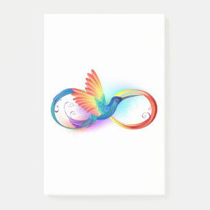Rainbow Hummingbird mit dem Symbol Unendlichkeit Post-it Klebezettel