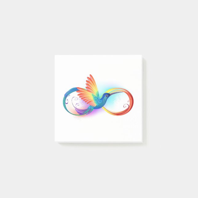 Rainbow Hummingbird mit dem Symbol Unendlichkeit Post-it Klebezettel (Vorderseite)