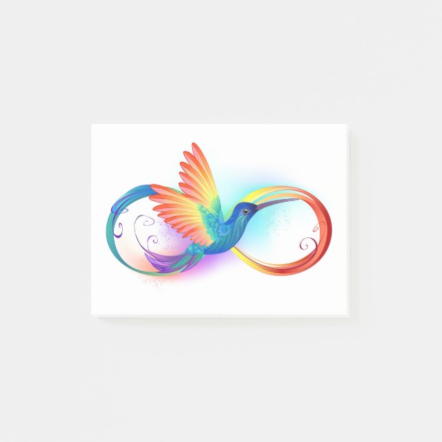 Rainbow Hummingbird mit dem Symbol Unendlichkeit Post-it Klebezettel (Vorderseite)