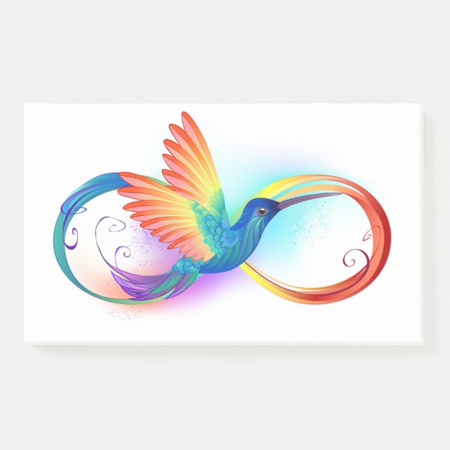 Rainbow Hummingbird mit dem Symbol Unendlichkeit Post-it Klebezettel (Vorderseite)