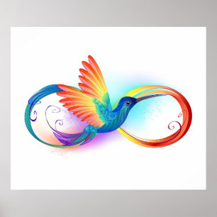 Rainbow Hummingbird mit dem Symbol Unendlichkeit Poster