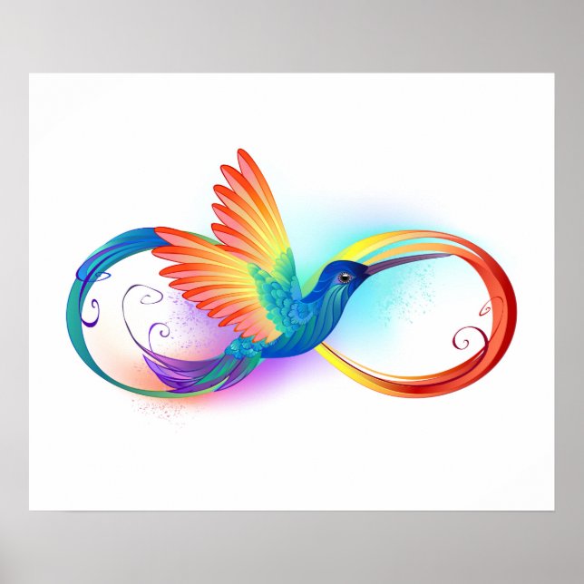 Rainbow Hummingbird mit dem Symbol Unendlichkeit Poster (Vorne)