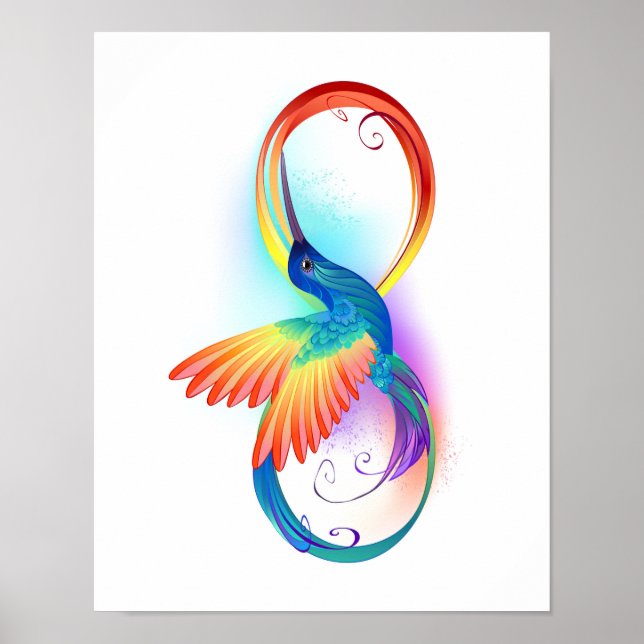 Rainbow Hummingbird mit dem Symbol Unendlichkeit Poster (Vorne)