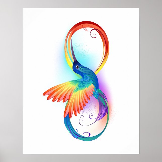 Rainbow Hummingbird mit dem Symbol Unendlichkeit Poster (Vorne)