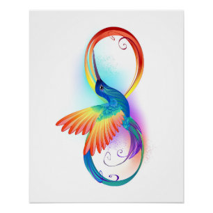 Rainbow Hummingbird mit dem Symbol Unendlichkeit Poster