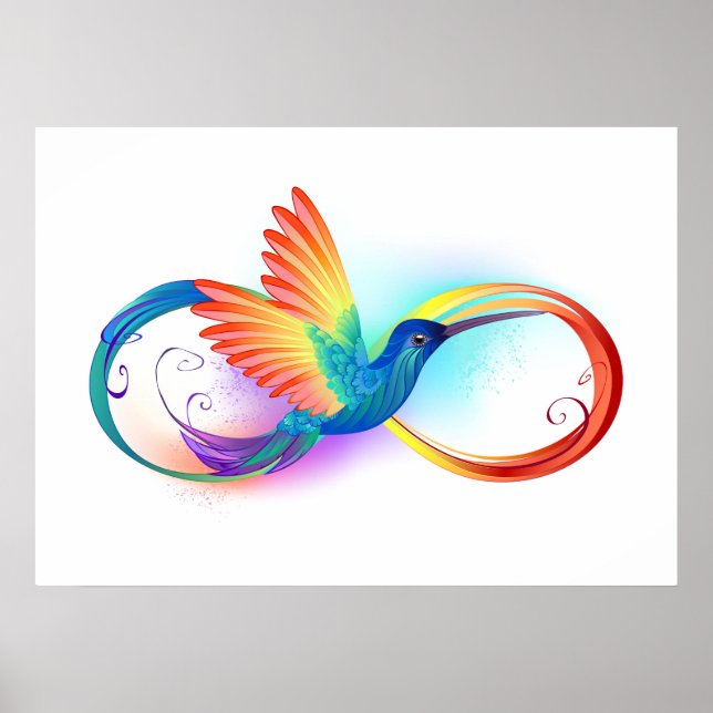Rainbow Hummingbird mit dem Symbol Unendlichkeit Poster (Vorne)