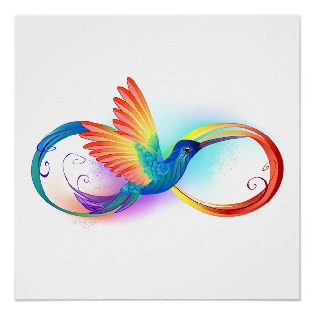 Rainbow Hummingbird mit dem Symbol Unendlichkeit Poster (Vorderseite)