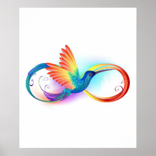 Rainbow Hummingbird mit dem Symbol Unendlichkeit Poster