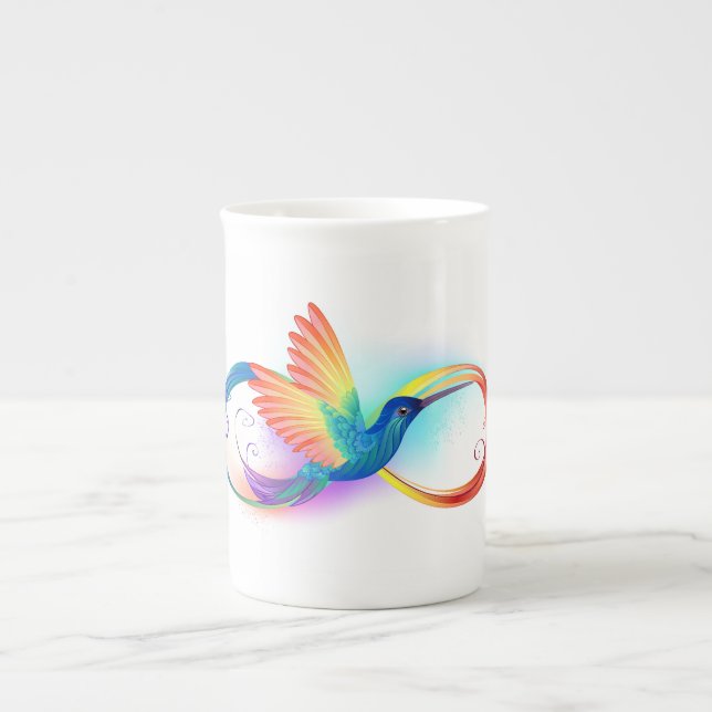 Rainbow Hummingbird mit dem Symbol Unendlichkeit Prozellantasse (Vorderseite)