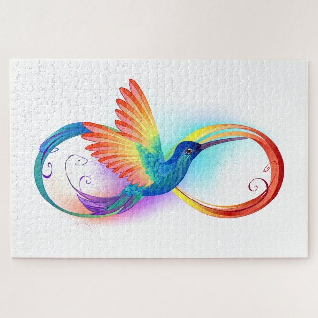 Rainbow Hummingbird mit dem Symbol Unendlichkeit Puzzle (Horizontal)