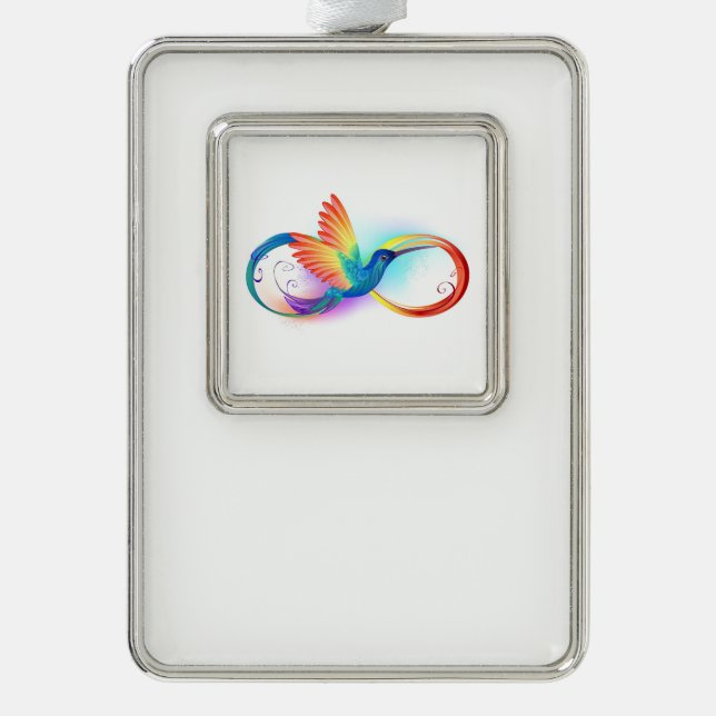 Rainbow Hummingbird mit dem Symbol Unendlichkeit Rahmen-Ornament Silber (Vorderseite)