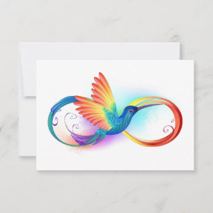 Rainbow Hummingbird mit dem Symbol Unendlichkeit RSVP Karte