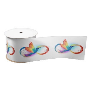 Rainbow Hummingbird mit dem Symbol Unendlichkeit Satinband