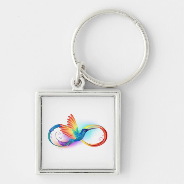 Rainbow Hummingbird mit dem Symbol Unendlichkeit Schlüsselanhänger (Vorne)