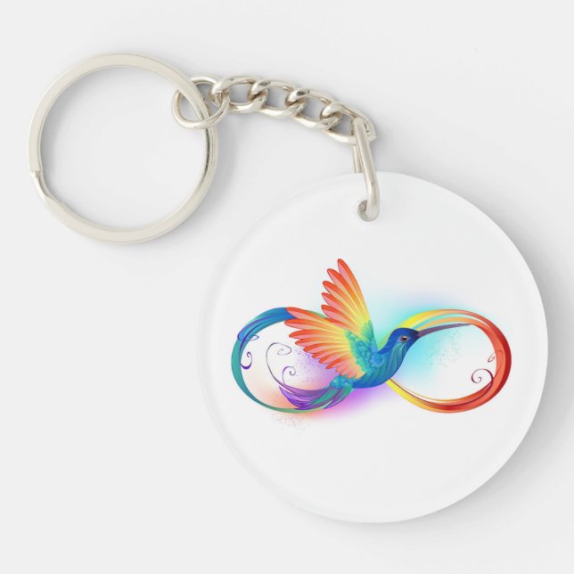 Rainbow Hummingbird mit dem Symbol Unendlichkeit Schlüsselanhänger (Vorderseite)
