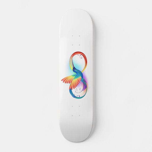 Rainbow Hummingbird mit dem Symbol Unendlichkeit Skateboard (Vorderseite)