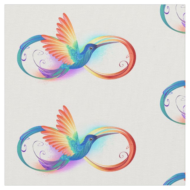 Rainbow Hummingbird mit dem Symbol Unendlichkeit Stoff (Nahaufnahme)