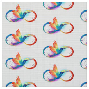Rainbow Hummingbird mit dem Symbol Unendlichkeit Stoff