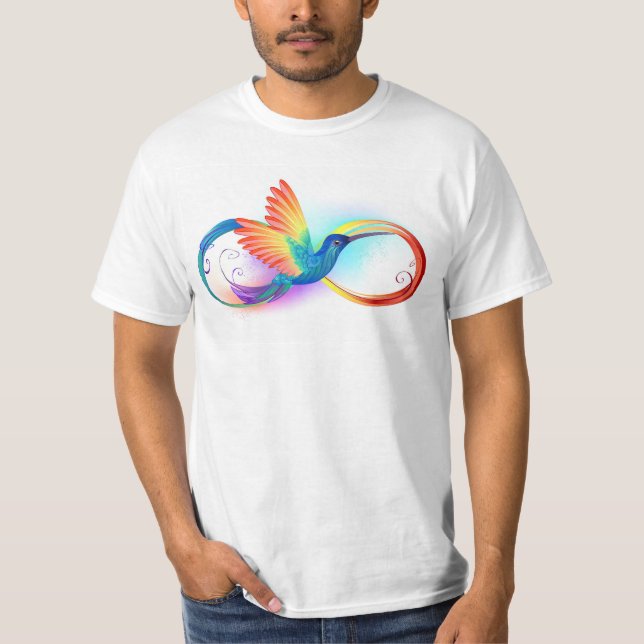 Rainbow Hummingbird mit dem Symbol Unendlichkeit T-Shirt (Vorderseite)