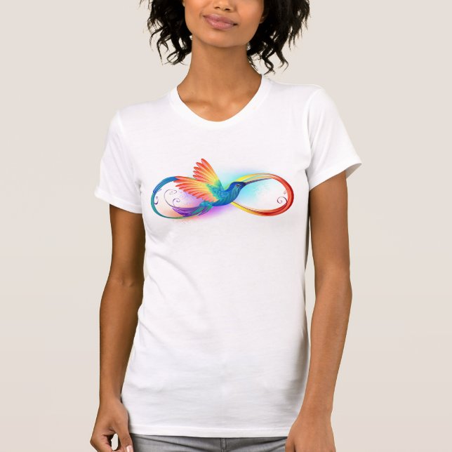 Rainbow Hummingbird mit dem Symbol Unendlichkeit T-Shirt (Vorderseite)