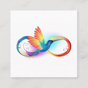 Rainbow Hummingbird mit dem Symbol Unendlichkeit Telefonnummerkarte