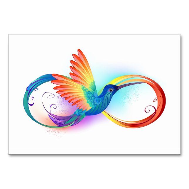 Rainbow Hummingbird mit dem Symbol Unendlichkeit Tischnummer (Vorderseite)