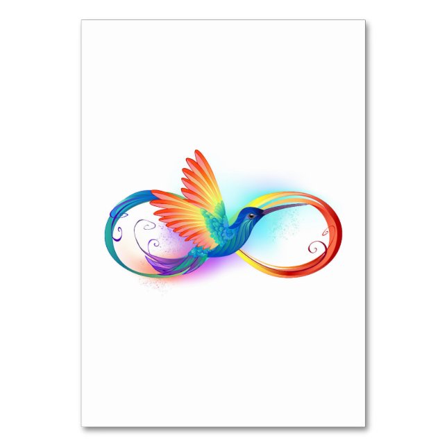 Rainbow Hummingbird mit dem Symbol Unendlichkeit Tischnummer (Vorderseite)
