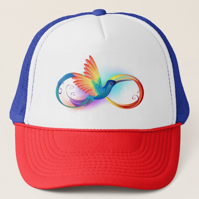 Rainbow Hummingbird mit dem Symbol Unendlichkeit Truckerkappe (Vorderseite)