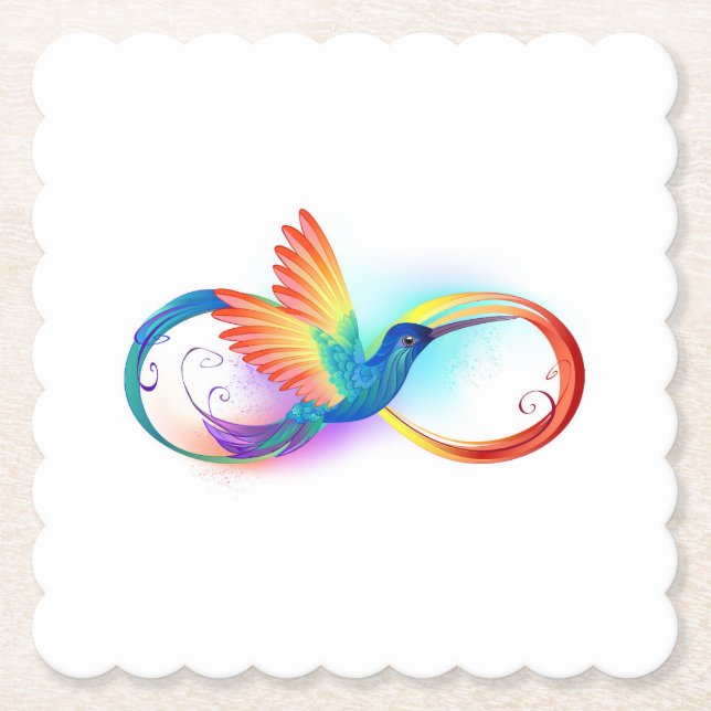 Rainbow Hummingbird mit dem Symbol Unendlichkeit Untersetzer (Vorderseite)