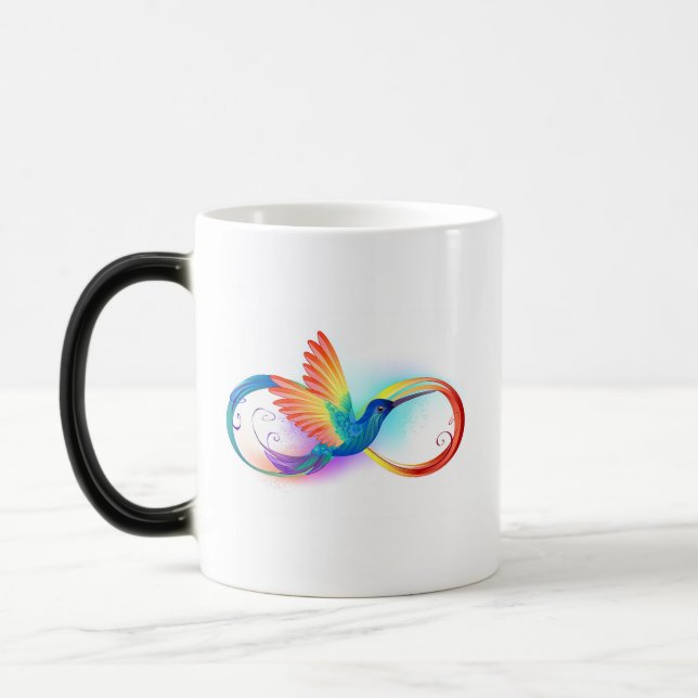 Rainbow Hummingbird mit dem Symbol Unendlichkeit Verwandlungstasse (Links)