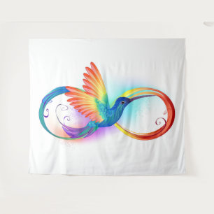 Rainbow Hummingbird mit dem Symbol Unendlichkeit Wandteppich