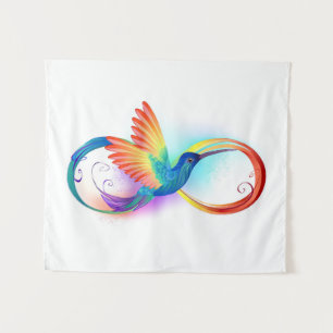 Rainbow Hummingbird mit dem Symbol Unendlichkeit Wandteppich