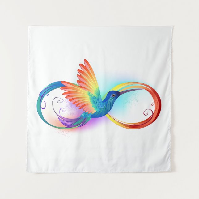 Rainbow Hummingbird mit dem Symbol Unendlichkeit Wandteppich (Vorderseite (Horizontal))