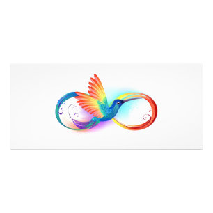 Rainbow Hummingbird mit dem Symbol Unendlichkeit Werbekarte