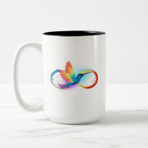 Rainbow Hummingbird mit dem Symbol Unendlichkeit Zweifarbige Tasse