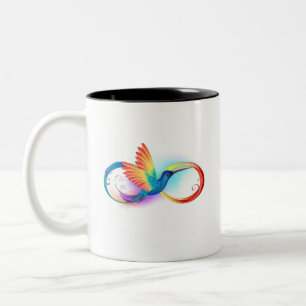Rainbow Hummingbird mit dem Symbol Unendlichkeit Zweifarbige Tasse
