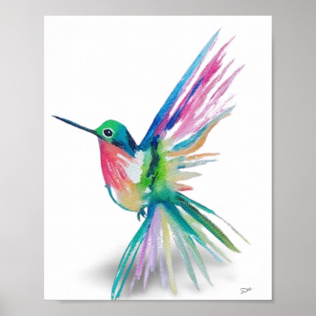 Rainbow Hummingbird Premium Leinwand Poster (8x10) (Vorne)