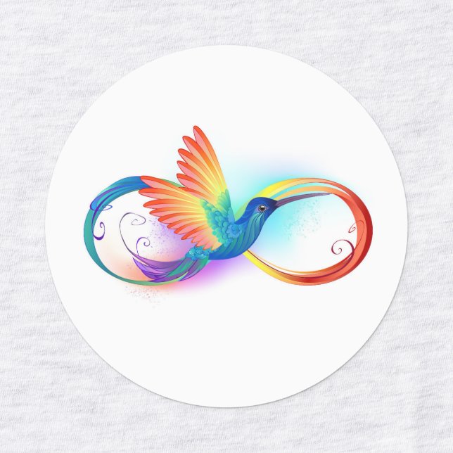 Rainbow Hummingbird with Infinity symbol Etiketten (Design 1)