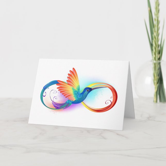 Rainbow Hummingbird with Infinity symbol Karte (Vorderseite)