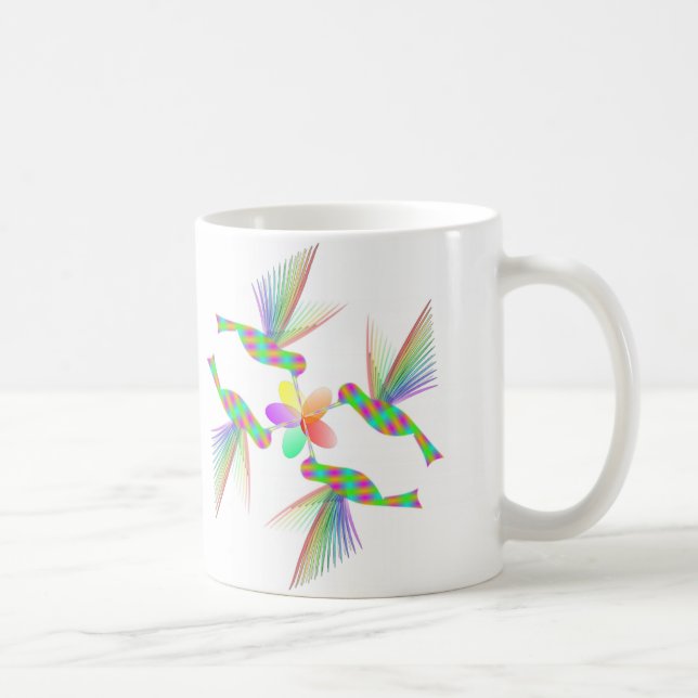 Rainbow Hummingbirds Küsst eine Blume Kaffeetasse (Rechts)