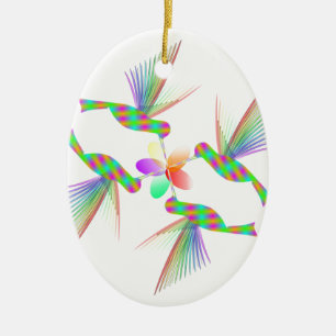 Rainbow Hummingbirds Küsst eine Blume Keramik Ornament