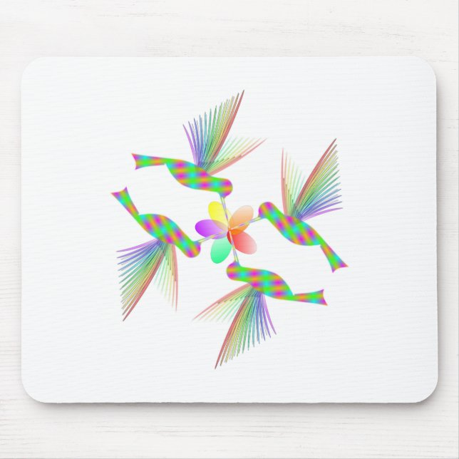 Rainbow Hummingbirds Küsst eine Blume Mousepad (Vorne)
