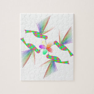 Rainbow Hummingbirds Küsst eine Blume Puzzle