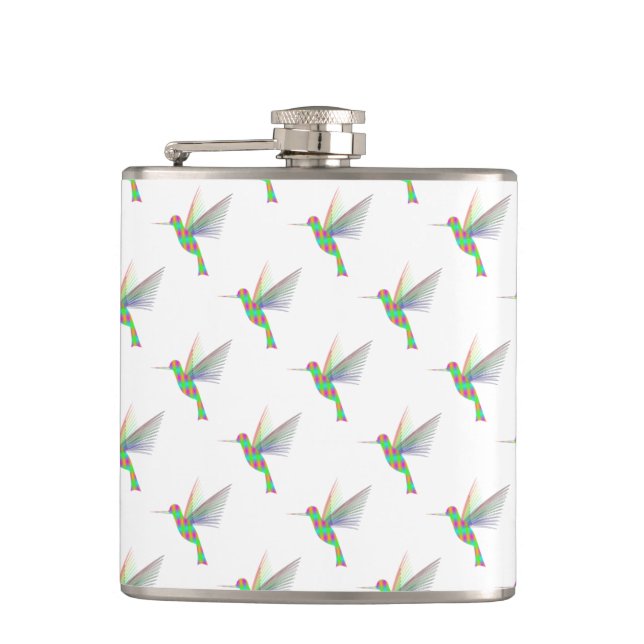 Rainbow Hummingbirds Pattern Flachmann (Vorderseite)